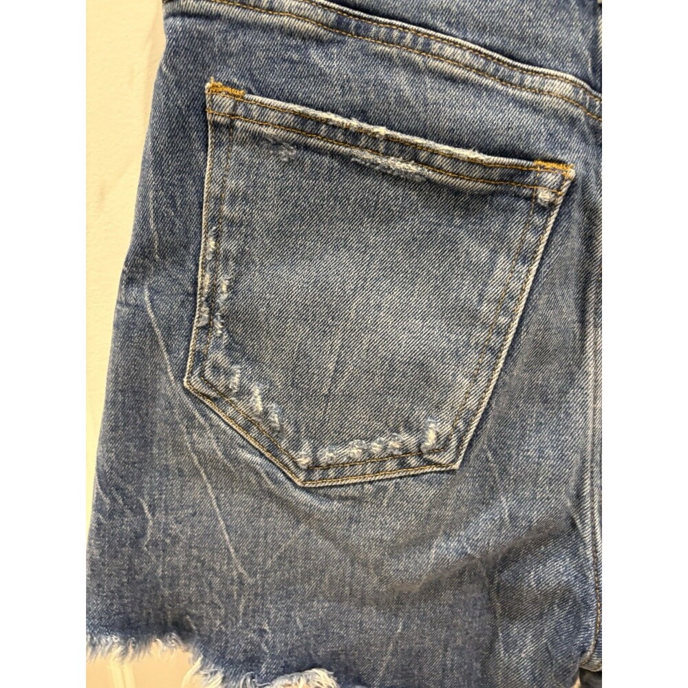 Abercrombie & Fitch Women's Mom Shorts Blue, High Rise, Distressed Denim Sz 28/6 - Picture 3 of 6